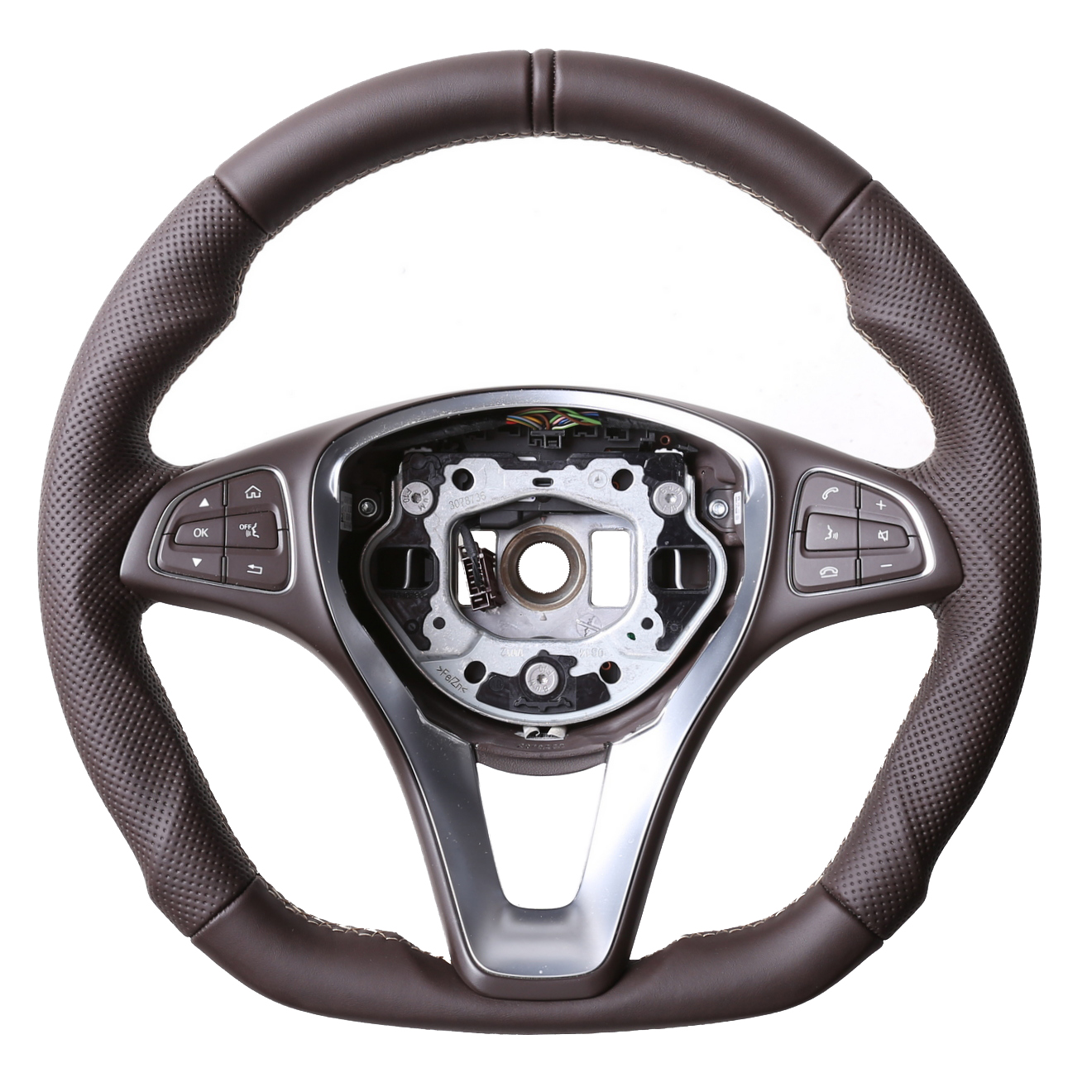 Mercedes Lenkrad C E GLA GL W205 W213 X156 X166 Abgeflacht Kombibezug 12 Uhr Markierung braun