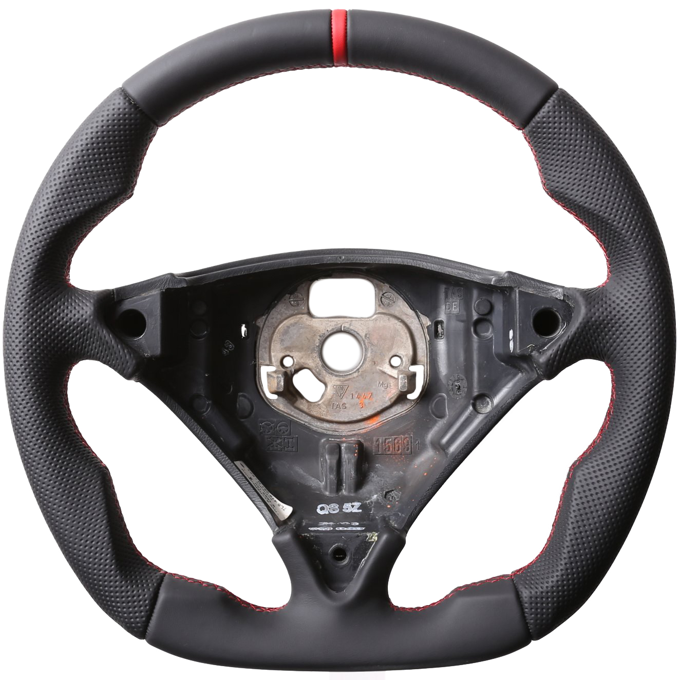 Porsche Lenkrad Cayenne Turbo 955 957 Abgeflacht NEU Kombibezug 12 Uhr Markierung rot Naht rot