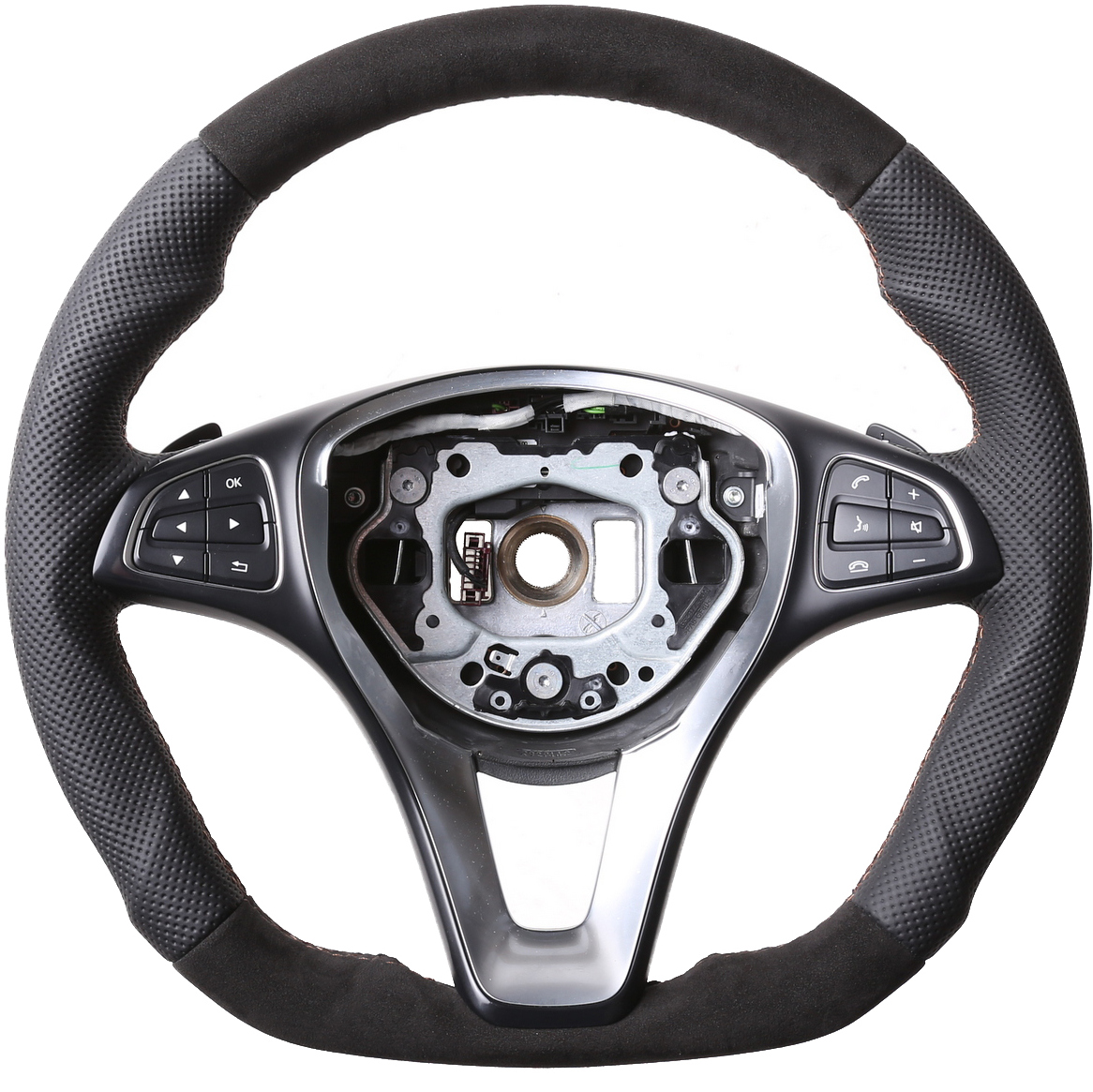 Mercedes Lenkrad A CLA GLC X Klasse W176 W117 X253 470 Abgeflacht Alcantara Naht braun