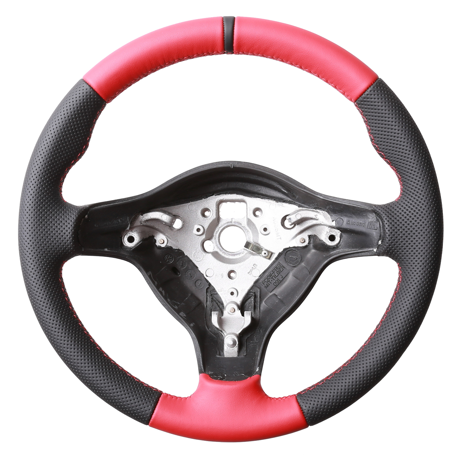 VW Lenkrad Polo 6N2 Lupo 6N Daumenauflagen Kombibezug rot 12Uhr Markierung schwarz Naht rot