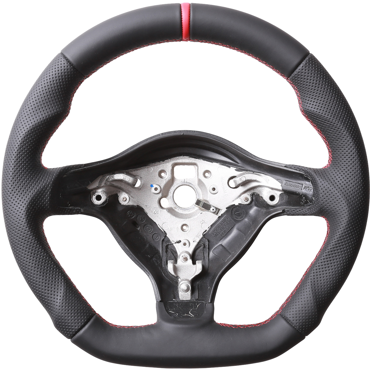 VW Lenkrad Polo 6N2 Lupo 6N Abgeflacht 12Uhr Markierung rot Kombibezug Naht rot