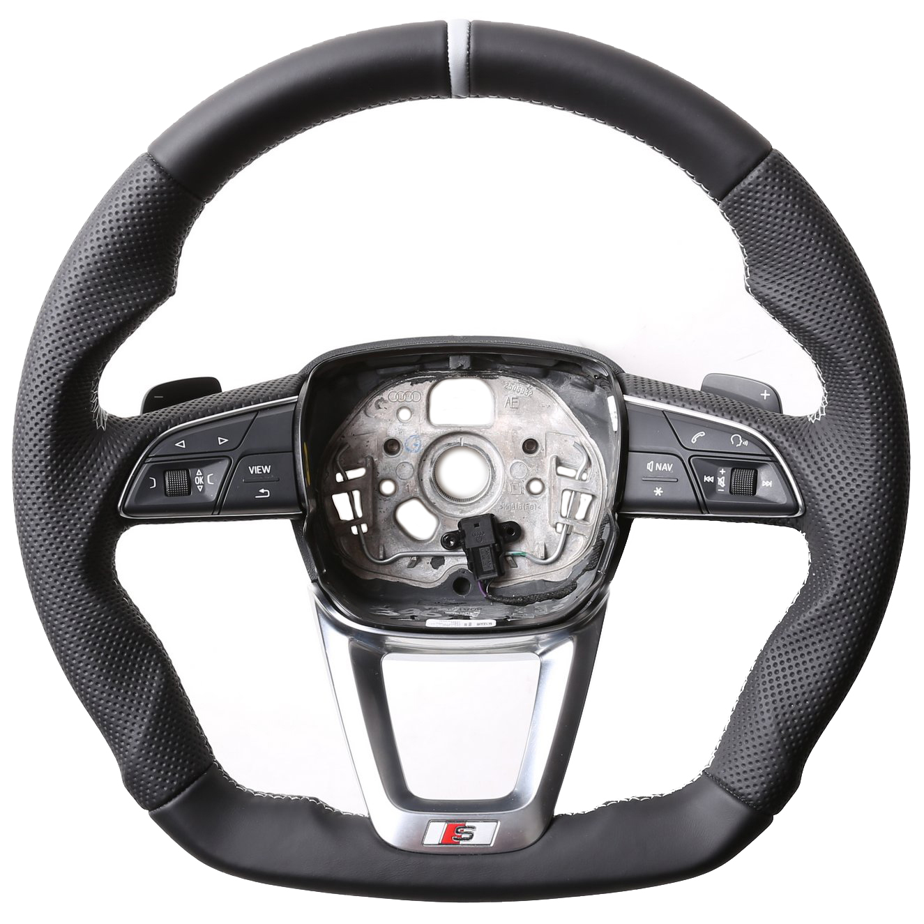 Audi Lenkrad A4 A1 S1 A6 S6 A7 Q3 Abgeflacht Kombibezug 12 Uhr Markierung silber Naht silber