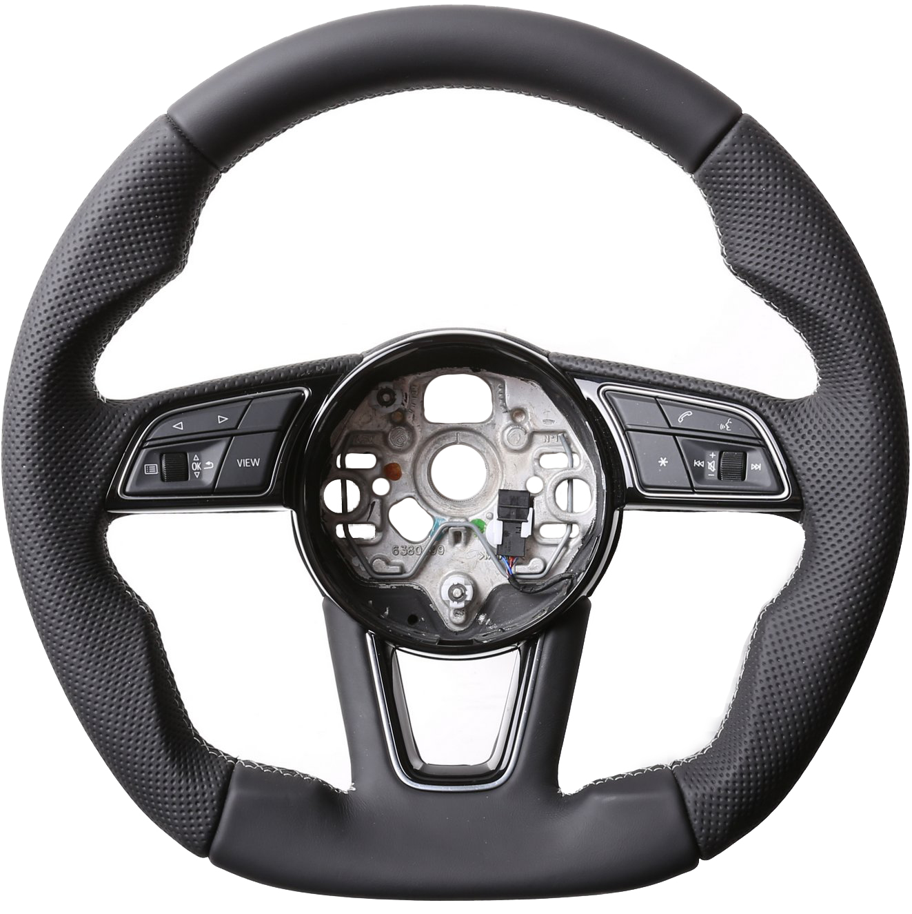 Audi Lenkrad A4 A1 S1 A3 A6 S6 A7 A8 Q3 Abgeflacht NEU Kombibezug schwarz Naht silber