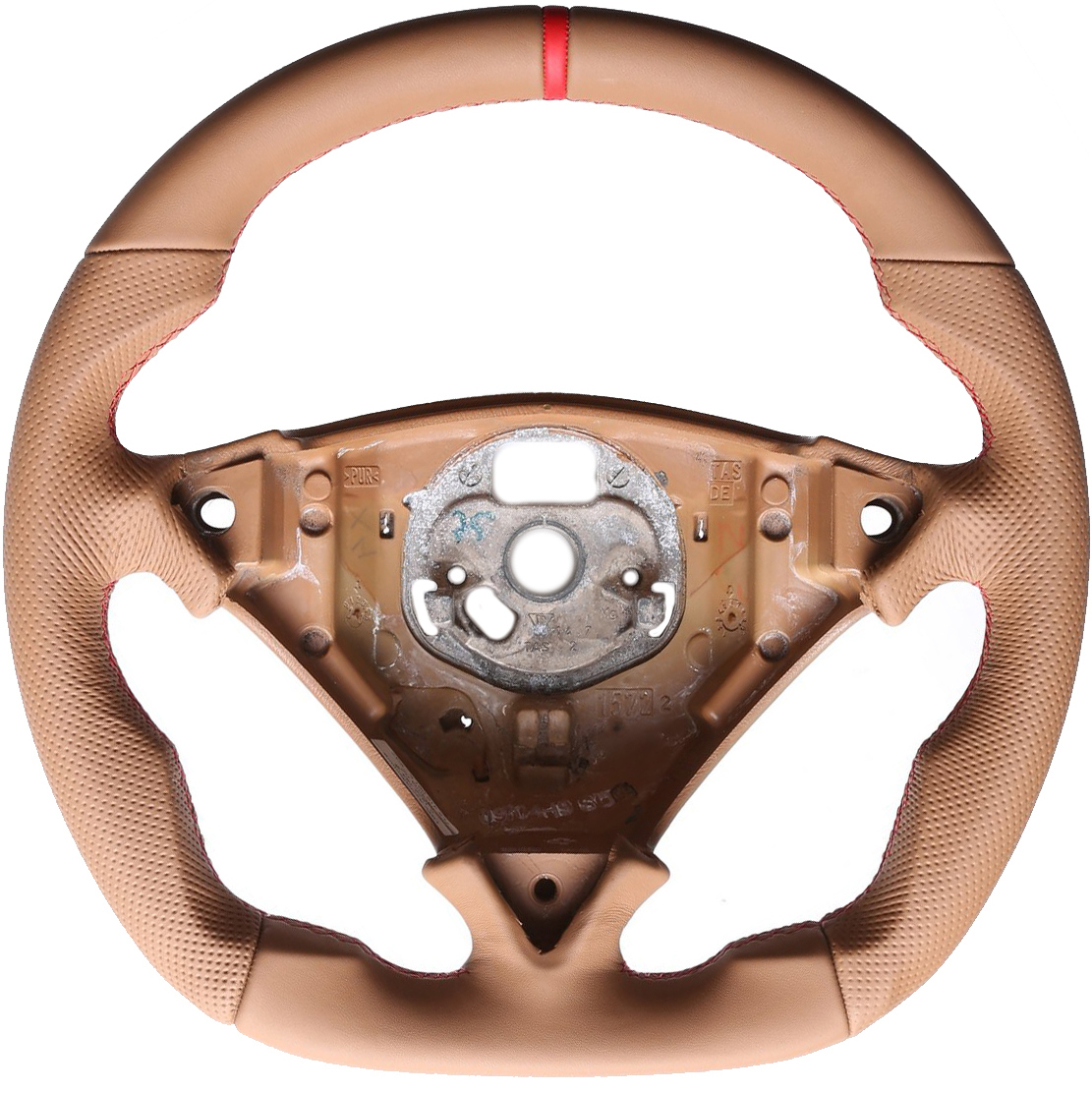 Porsche Lenkrad Cayenne Turbo 955 957 Abgeflacht NEU Kombibezug 12 Uhr Markierung rot Naht rot