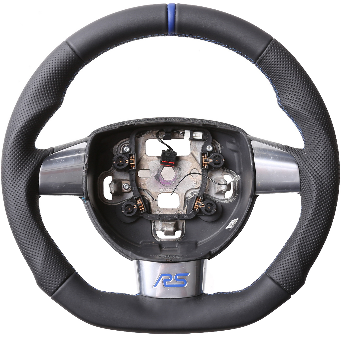 Ford Lenkrad Focus RS Kombibezug Abgeflacht 12 Uhr Markierung blau Naht blau