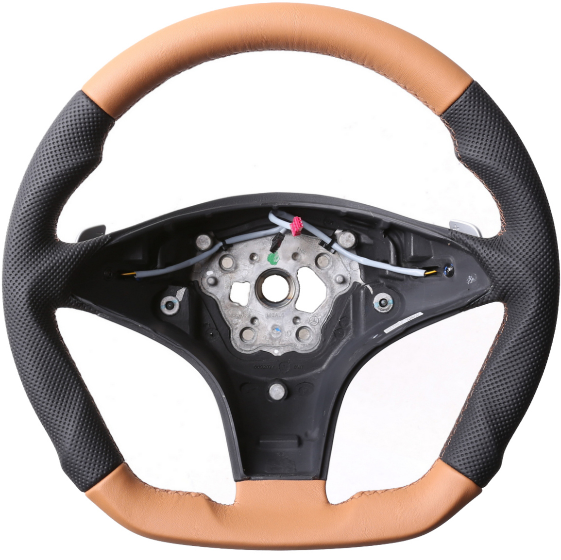 Mercedes Lenkrad CL W203 C219 CLS SLK R230 R171 Abgeflacht Bicolor braun Kombibezug Naht braun