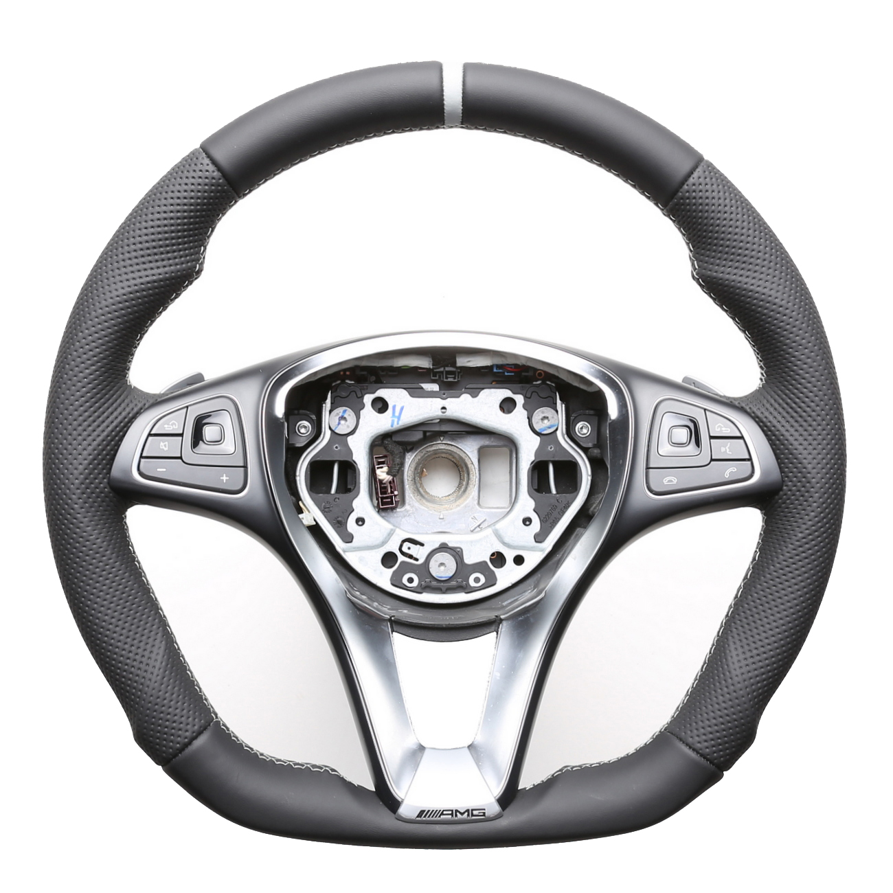 Mercedes Lenkrad C E GLA GL W205 W213 X156 X166 Abgeflacht Kombibezug 12 Uhr Markierung silber