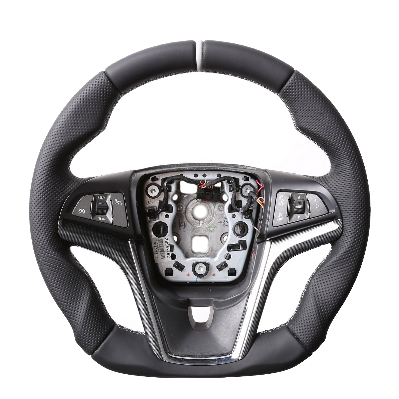 Chevrolet Lenkrad Camaro SS Abgeflacht Kombibezug 12 Uhr Markierung silber Naht silber