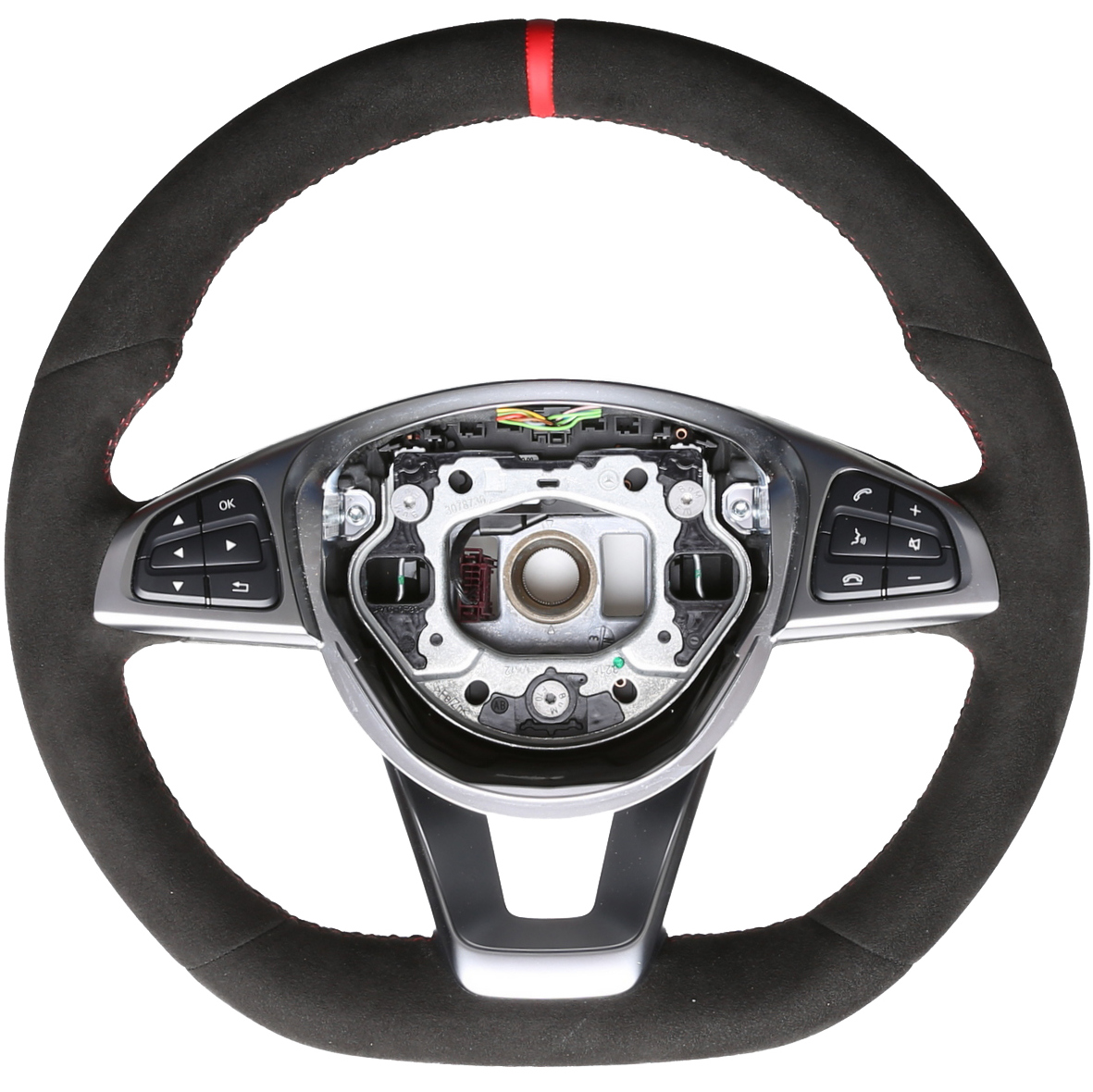 Mercedes Lenkrad B CLS GLC SLK Klasse W246 C218 X253 R172 Alcantara 12 Uhr Markierung rot Naht rot