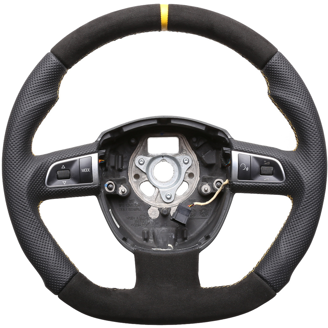 Audi Lenkrad A3 A4 A6 A8 Q5 Q7 MFL Abgeflacht Kombibezug Alcantara 12Uhr Markierung gelb Naht gelb