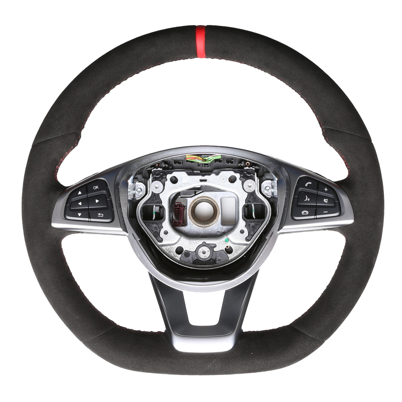 Mercedes Lenkrad A CLA GLA GLS Klasse W176 W117 X156 X166 Alcantara 12 Uhr Markierung rot Naht rot