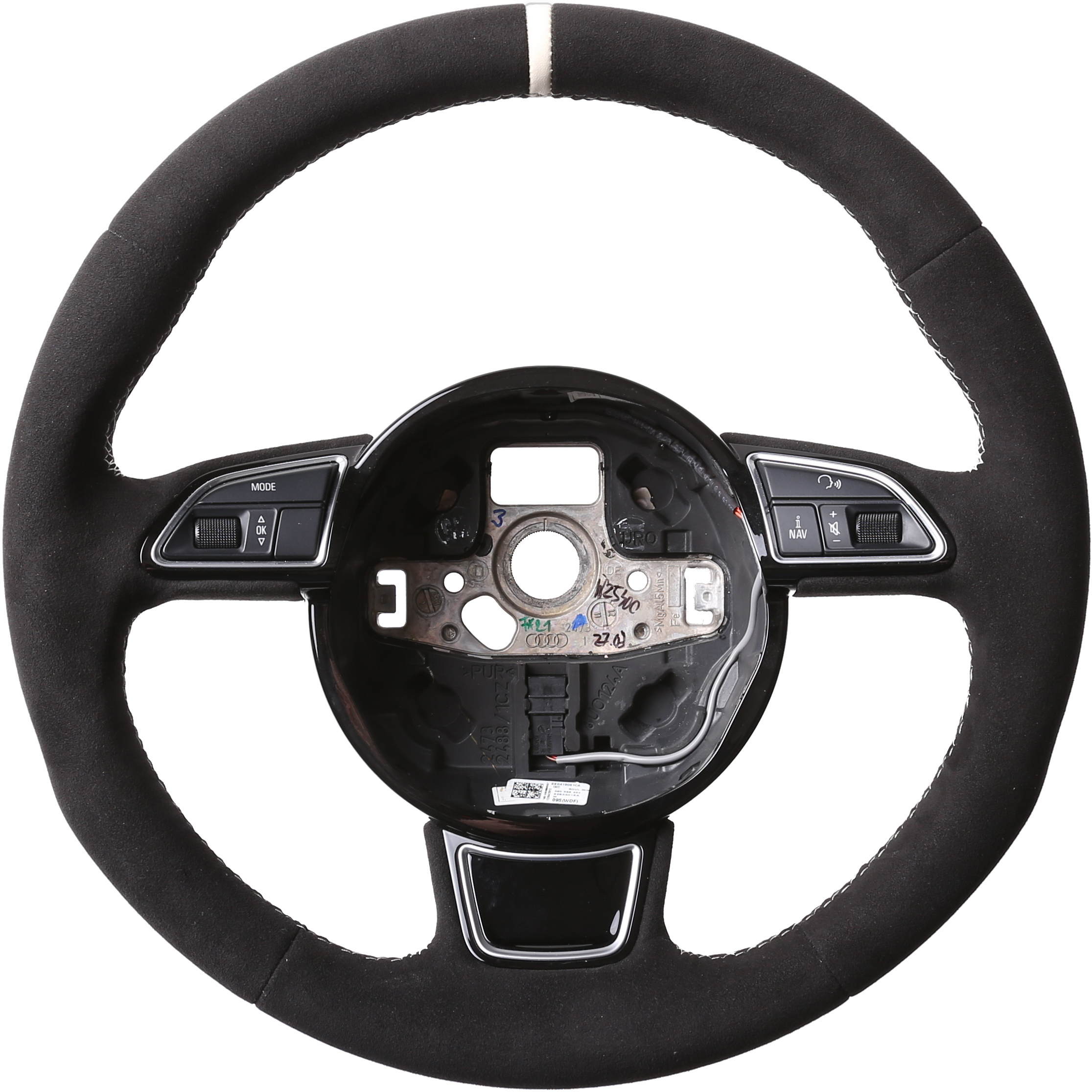 Audi Lenkrad A1 S1 A4 A6 S6 A7 A8 Q3 Alcantara 12Uhr Markierung silber Naht silber