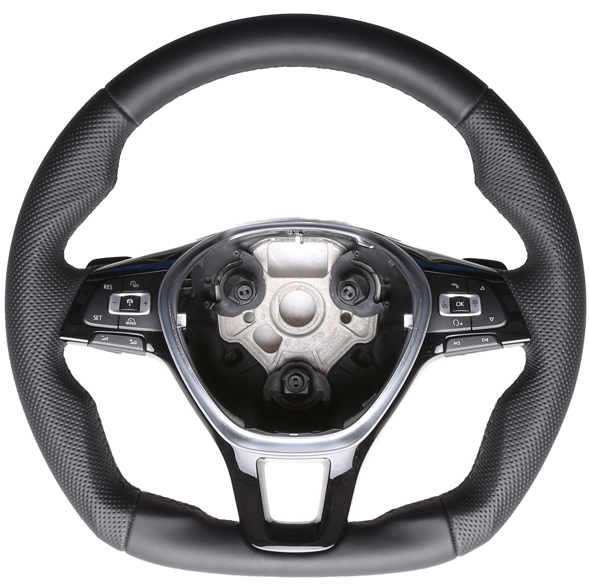 VW Lenkrad Golf 7 Passat T6 Amarok Arteon Caddy Touareg T-Roc Abgeflacht NEU Kombibezug Naht schwarz