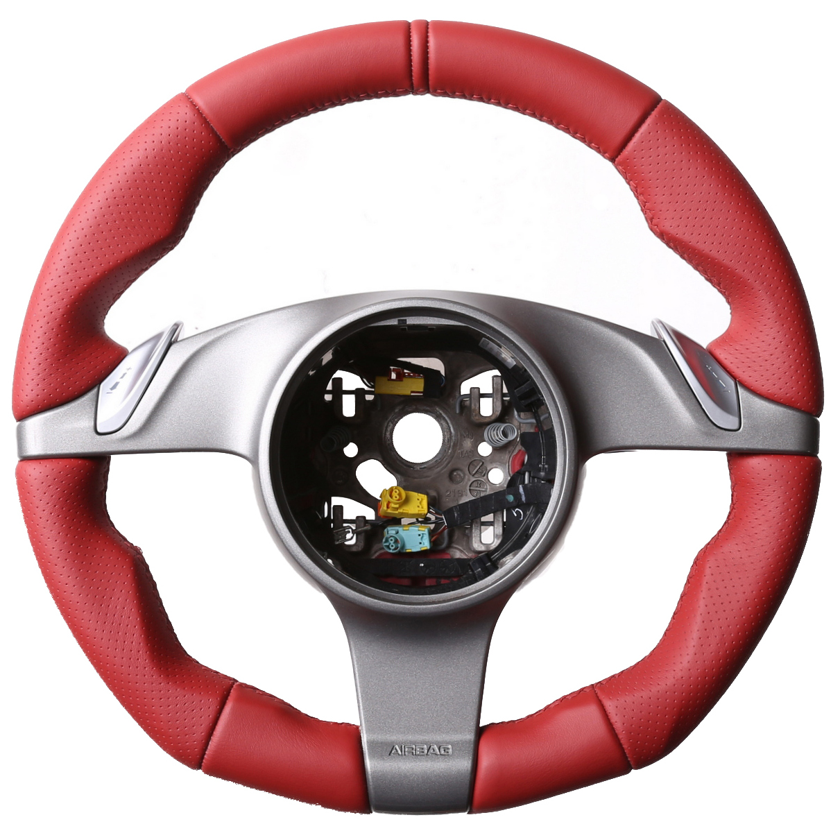 Porsche Lenkrad 911 958 987 997 Boxster Carrera Tuning NEU Kombibezug 12Uhr Markierung rot Naht rot