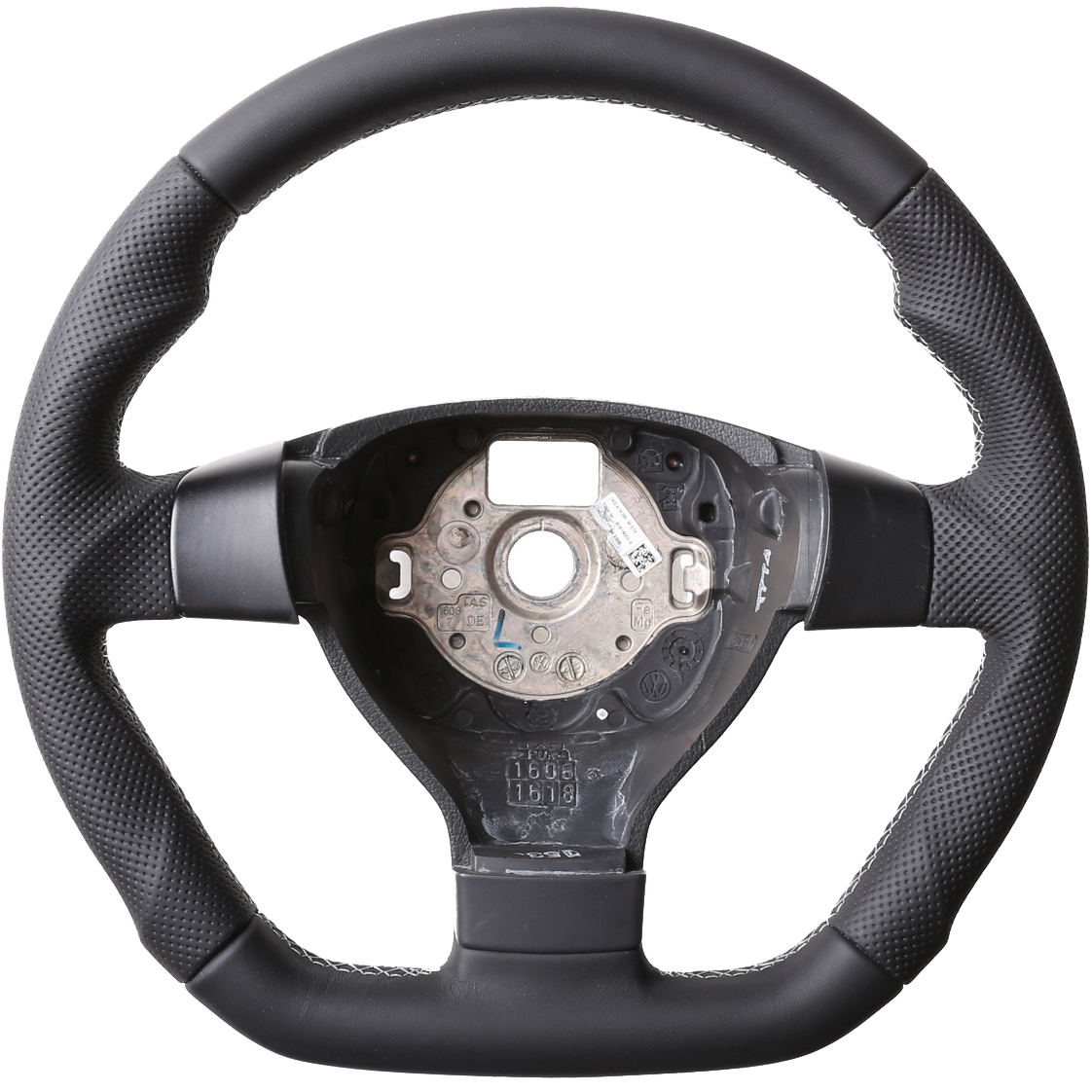 VW Lenkrad Golf 5 Touran Polo 9N Passat 3C EOS Jetta Abgeflacht Kombibezug Naht silber