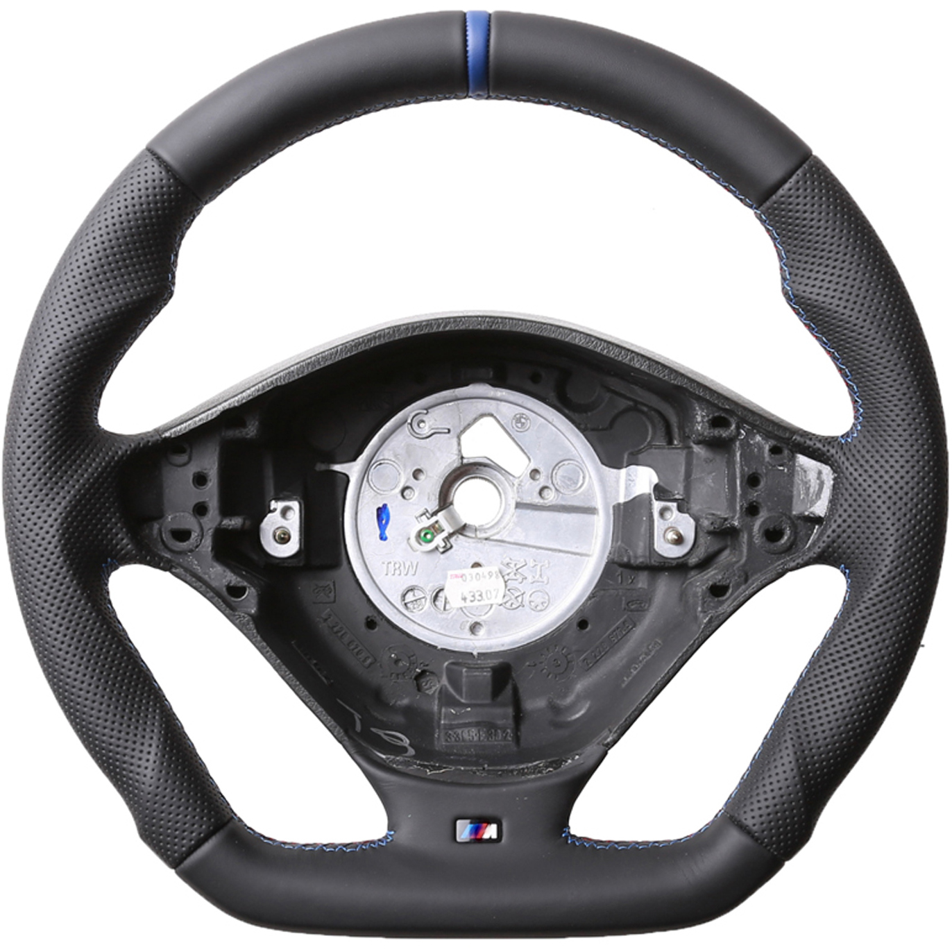 BMW Lenkrad E36 E38 E39 Z3 M-Sport Abgeflacht 12Uhr Markierung blau Kombibezug M-Naht