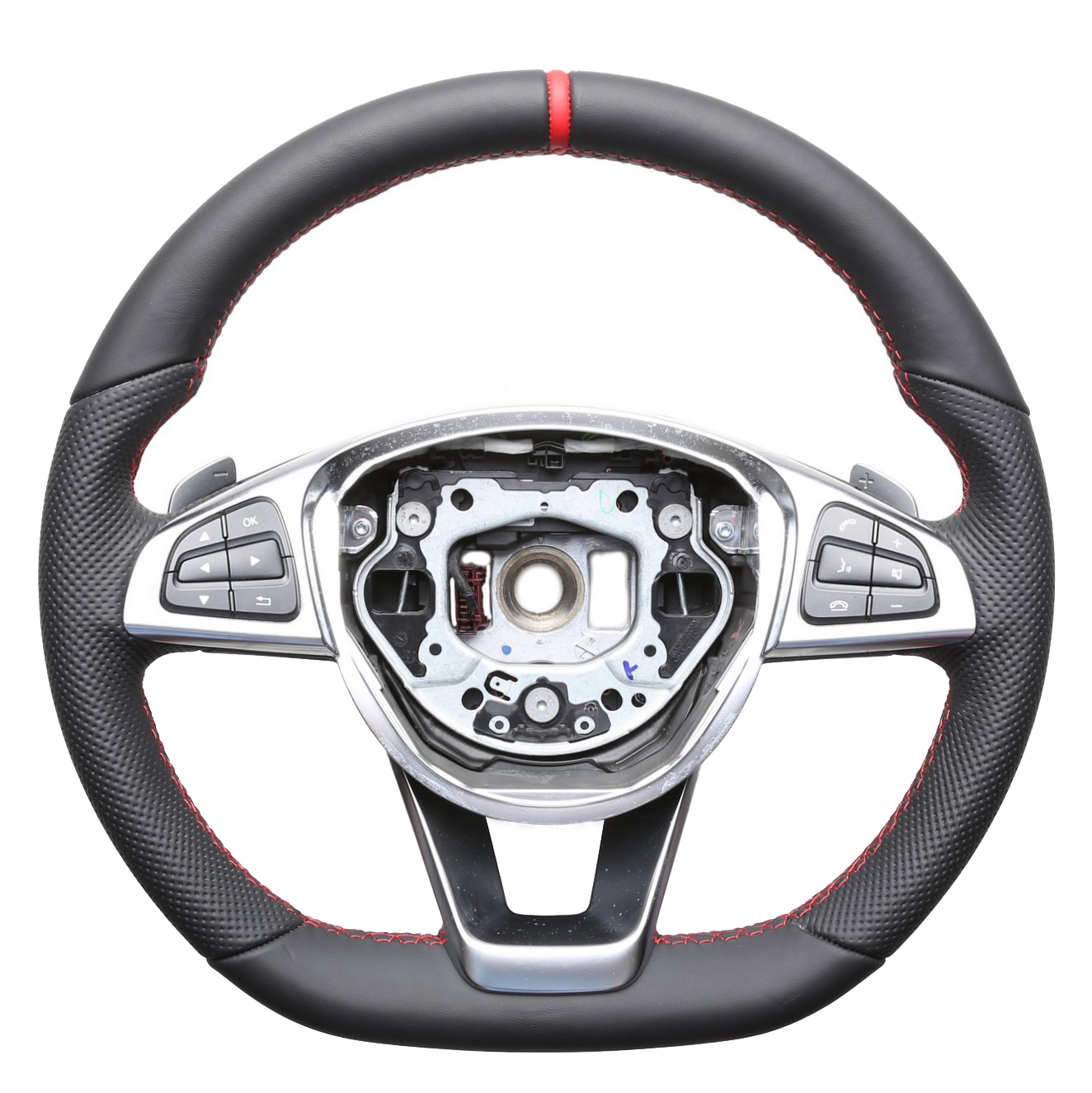 Mercedes Lenkrad A CLA GLA GLS Klasse W176 W117 X156 X166 Kombibezug 12 Uhr Markierung rot Naht rot