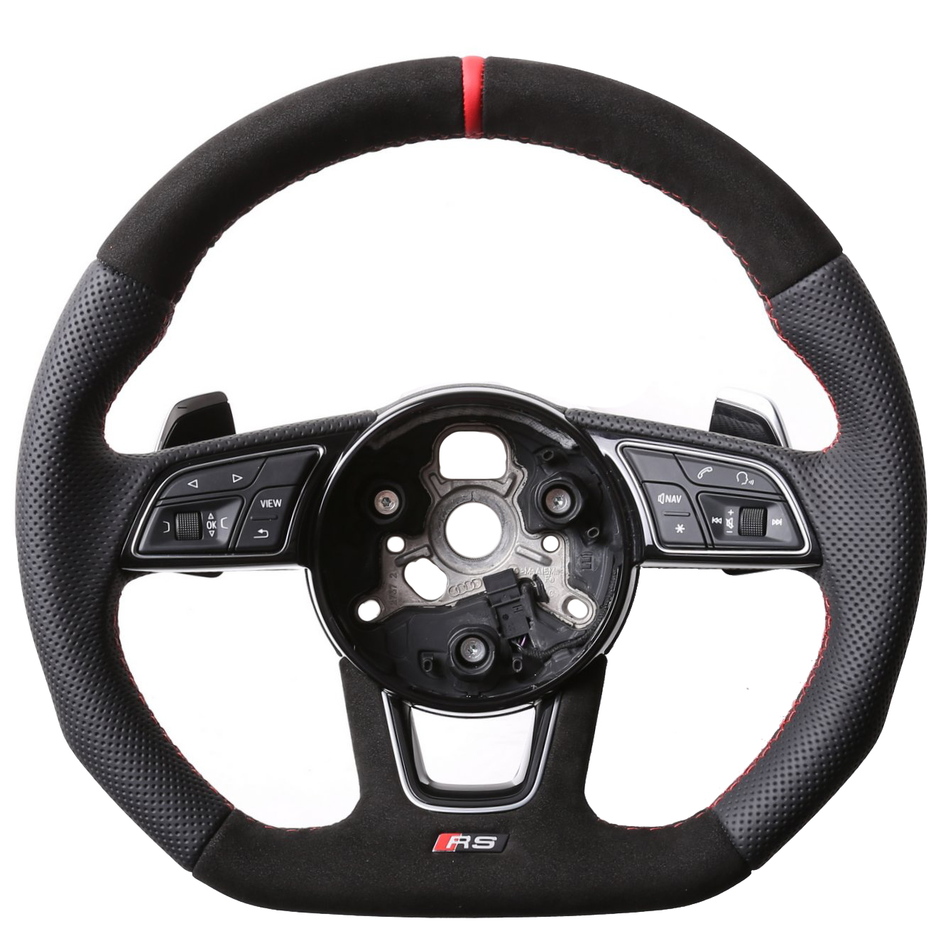 Audi Lenkrad A4 A1 S1 A3 A6 S6 A7 A8 Q3 Kombibezug Alcantara 12 Uhr Markierung rot Naht rot