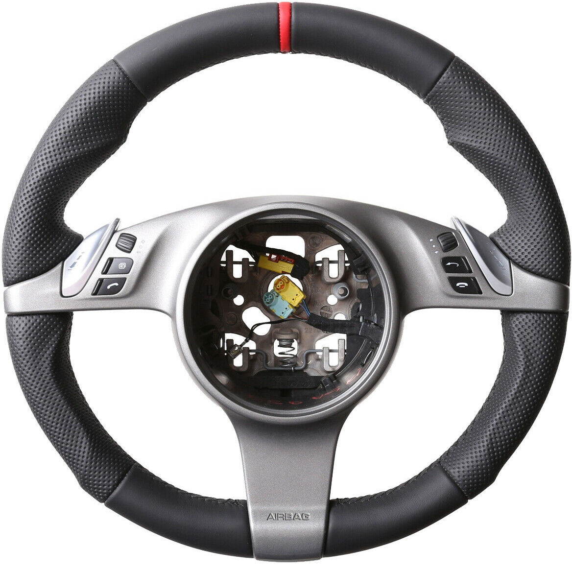 Porsche Lenkrad 911 958 987 997 Cayenne Boxster Carrera Tuning Kombibezug 12 Uhr Markierung rot