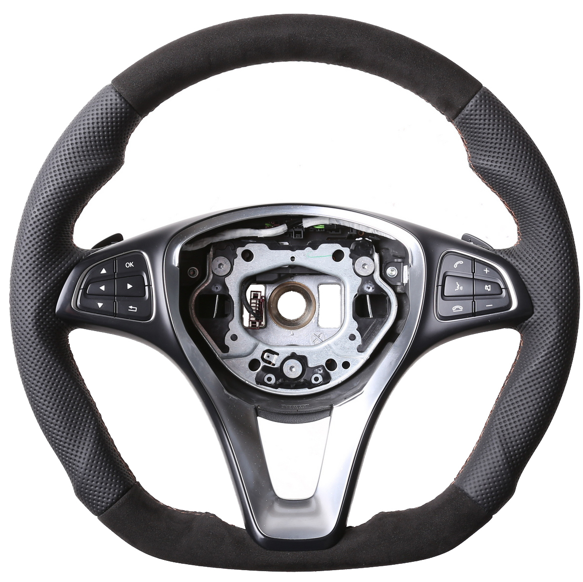 Mercedes Lenkrad C E GLA GL W205 W213 X156 X166 Abgeflacht Kombibezug Alcantara Naht braun