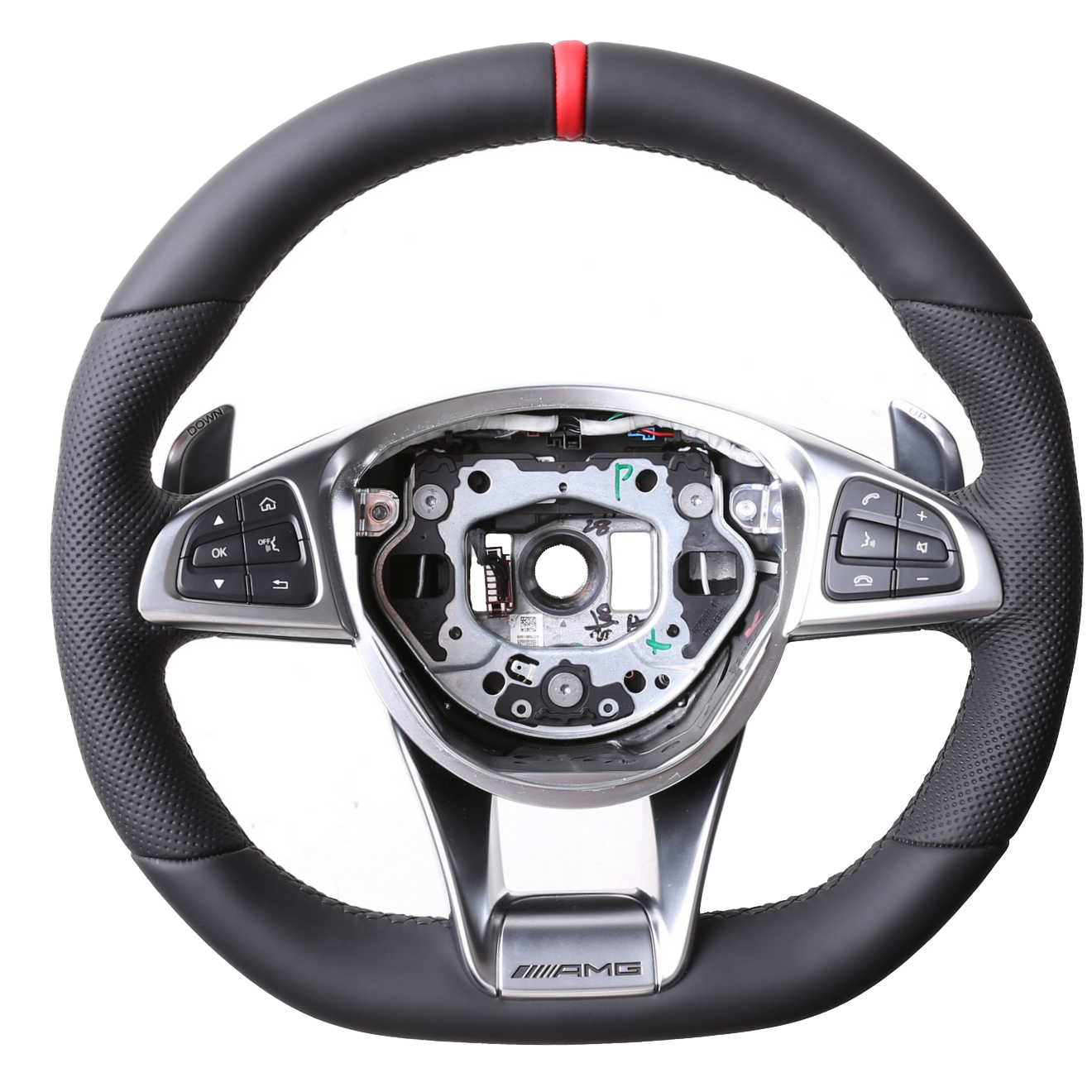 Mercedes Lenkrad B CLS GLC SLK Klasse W246 C218 X253 R172 Kombibezug 12 Uhr Markierung Naht schwarz