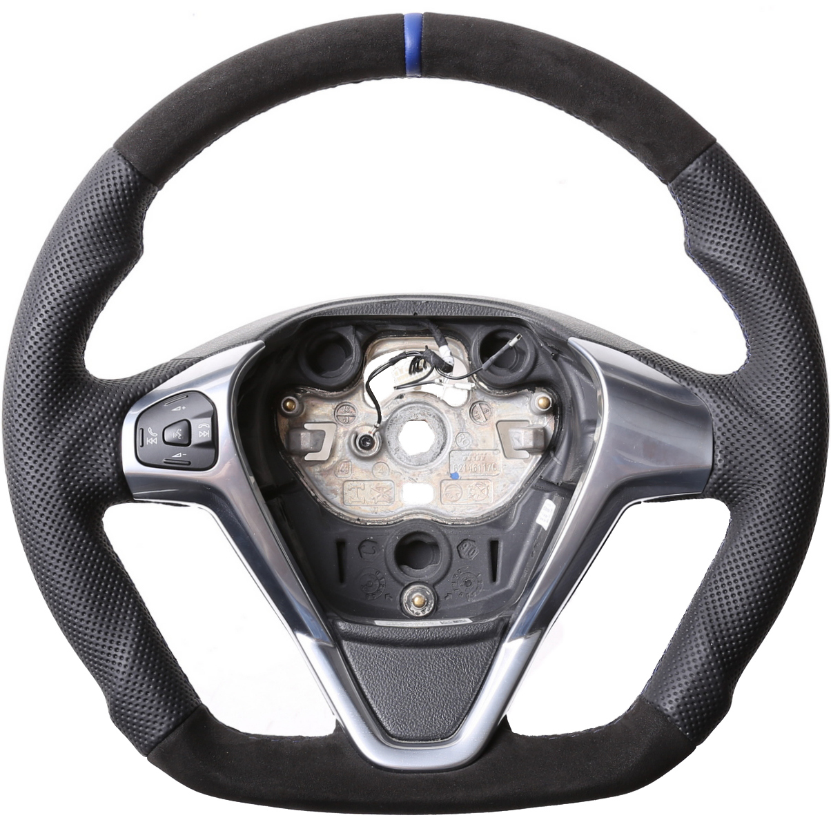 Ford Lenkrad Fiesta B-Max EcoSport Abgeflacht Kombibezug Alcantara 12 Uhr Markierung blau Naht blau