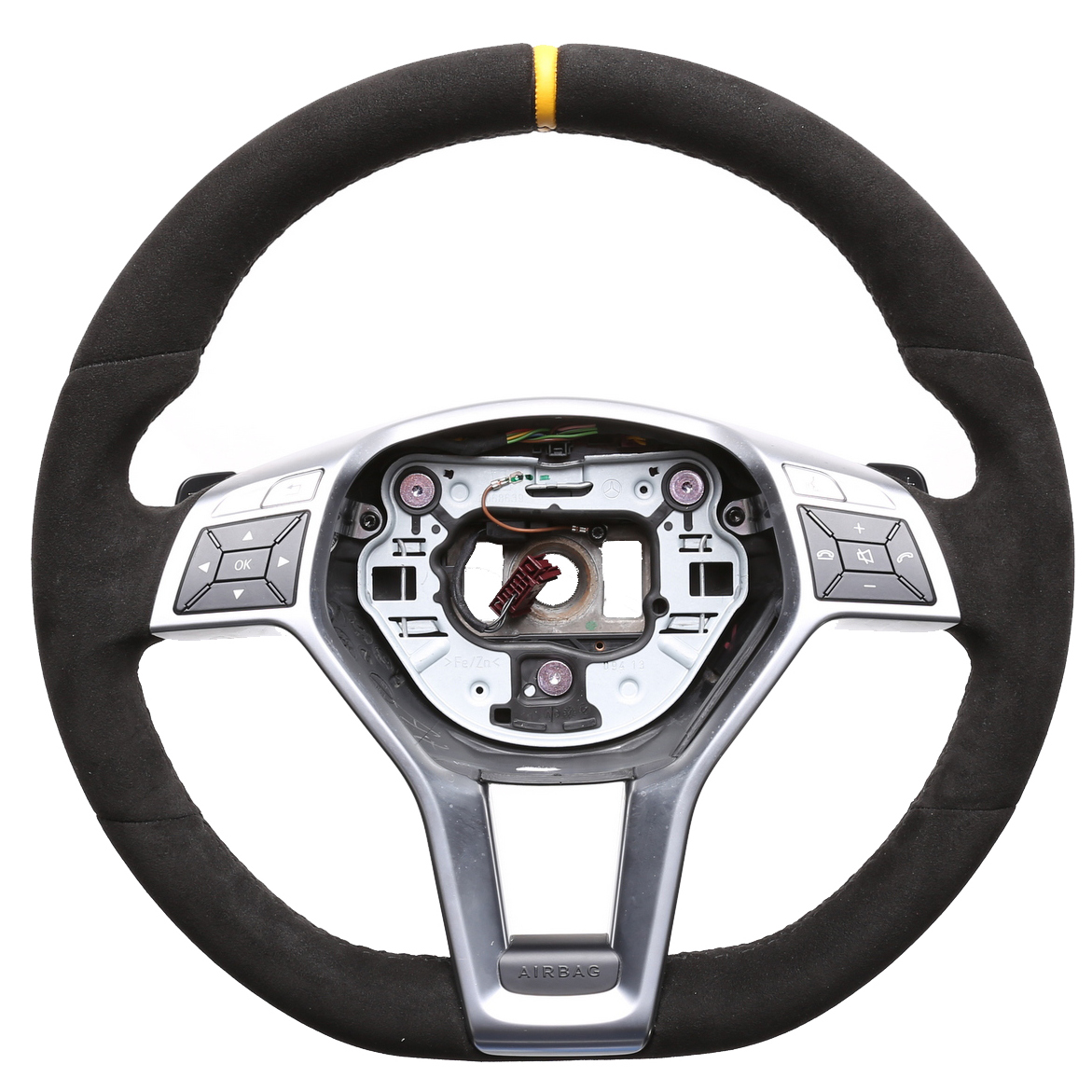 Mercedes Lenkrad A CLS GLK Klasse W176 C218 X204 Alcantara 12 Uhr Markierung gelb Naht schwarz