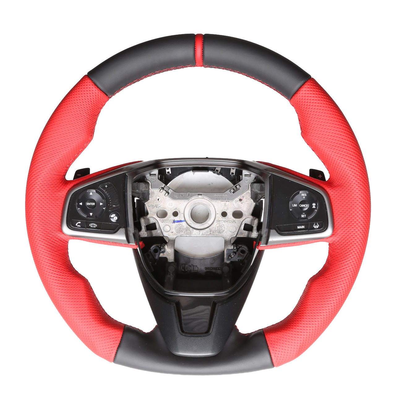 Honda Lenkrad Civic X Type R Abgeflacht Bicolorbezug 12 Uhr Markierung rot Naht rot