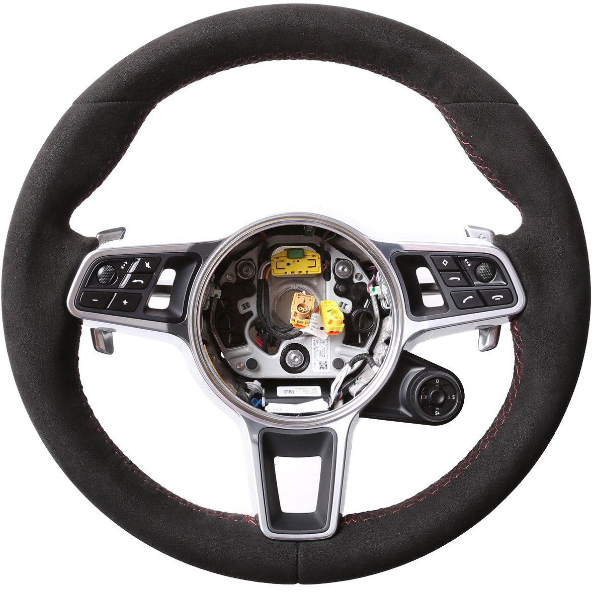 Porsche Lenkrad Macan 911 991 918 Spyder Boxter Carrera Cayman Panamera Alcantara Naht rot