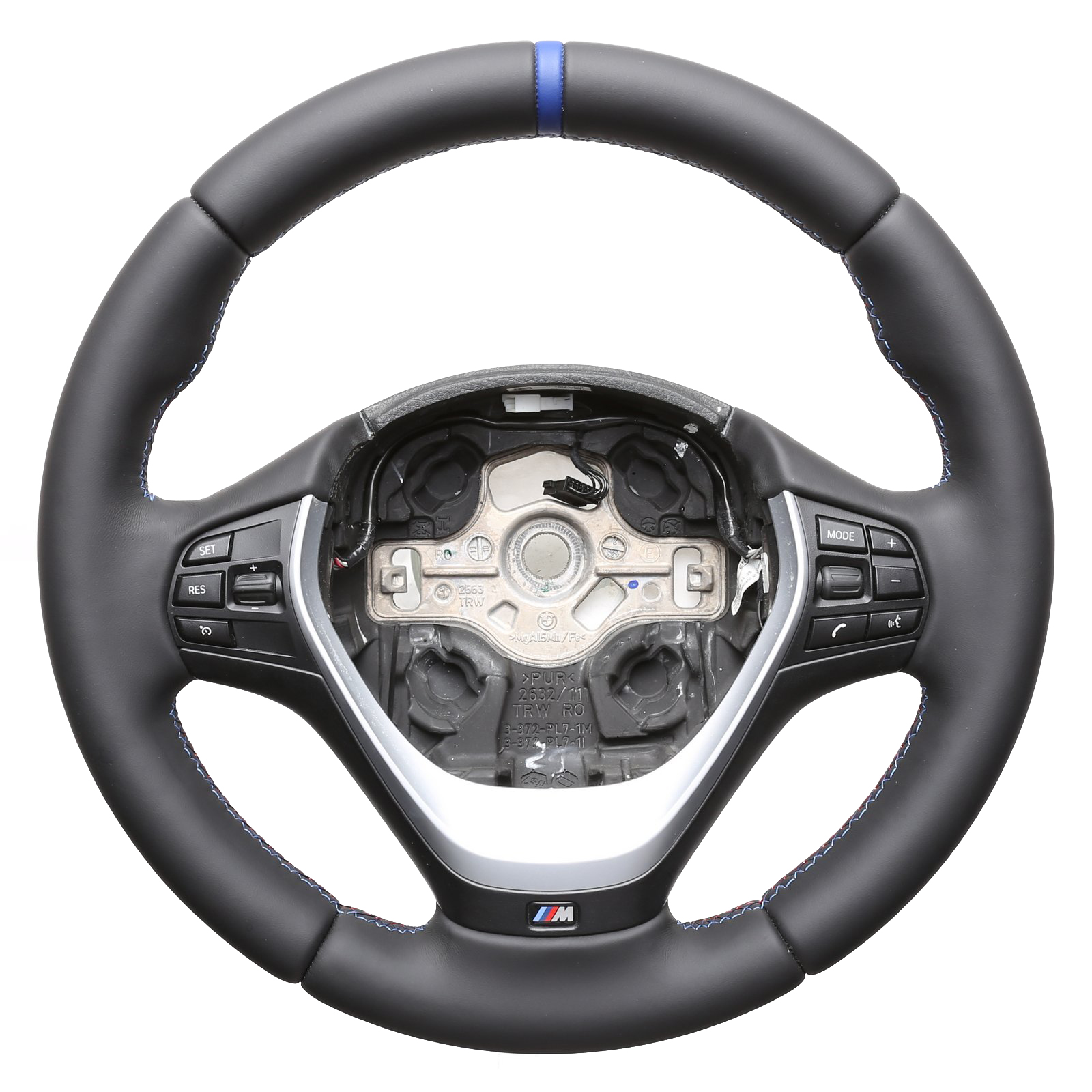 BMW Lenkrad F15 F20 F21 F22 F25 F30 F31 F32 F33 F34 M-Sport nur Nappa 12 Uhr Markierung blau M-Naht