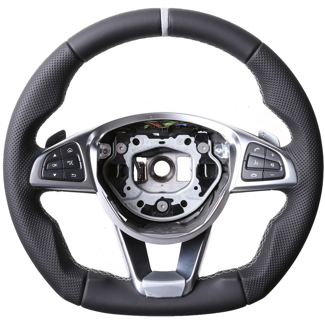 Mercedes Lenkrad A CLA GLA GLS Klasse W176 W117 X156 X166 Kombibezug 12 Uhr Markierung silber