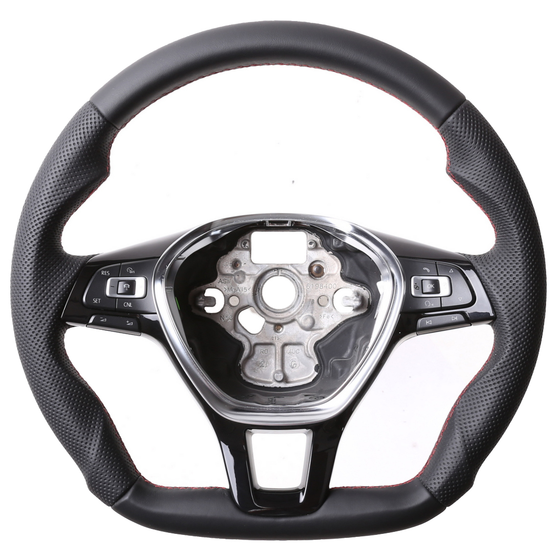 VW Lenkrad Golf 7 Passat B8 T6 Amarok Arteon Caddy Touareg T-Roc Abgeflacht Kombibezug Naht rot