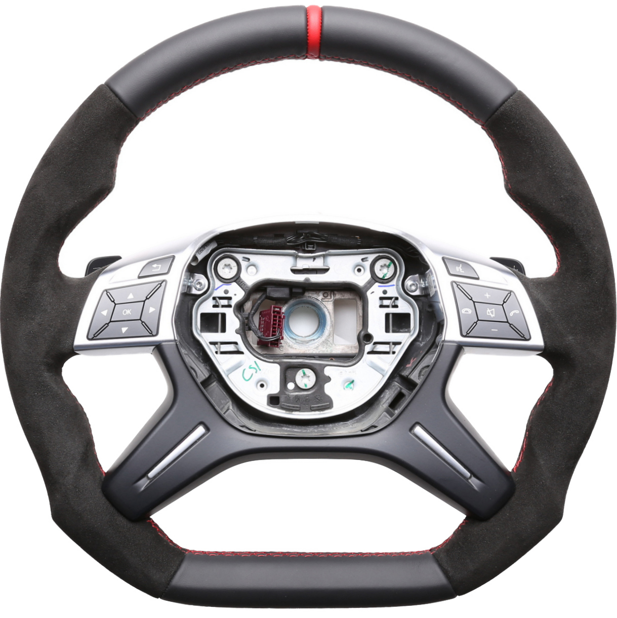 Mercedes Lenkrad W204 C Klasse W166 ML X166 W212 W463 Abgeflacht Alcantara 12 Uhr Markierung rot