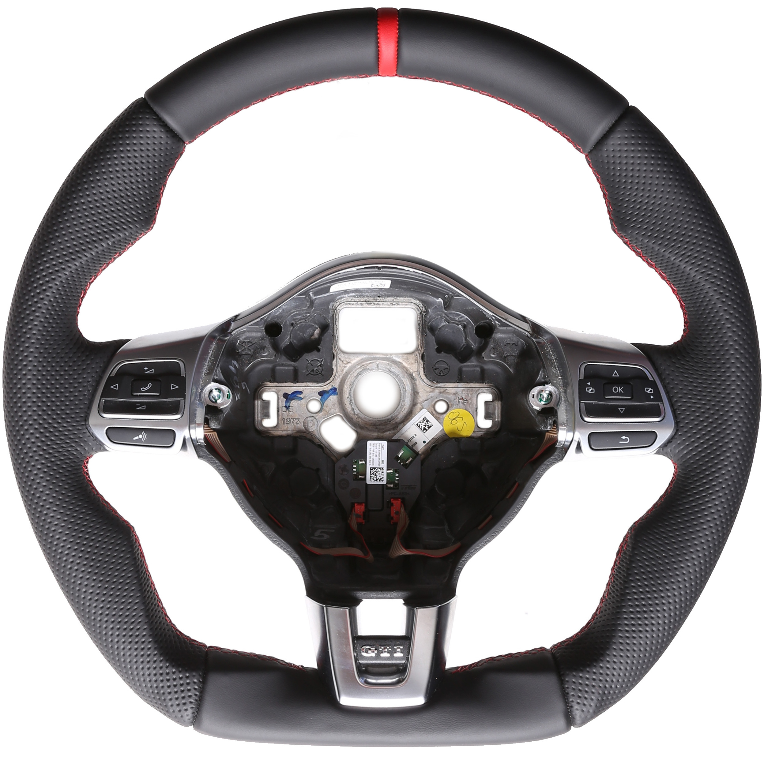 VW Lenkrad Golf 6 Caddy Tiguan Touran Sharan Abgeflacht NEU Kombibezug 12 Uhr Markierung rot