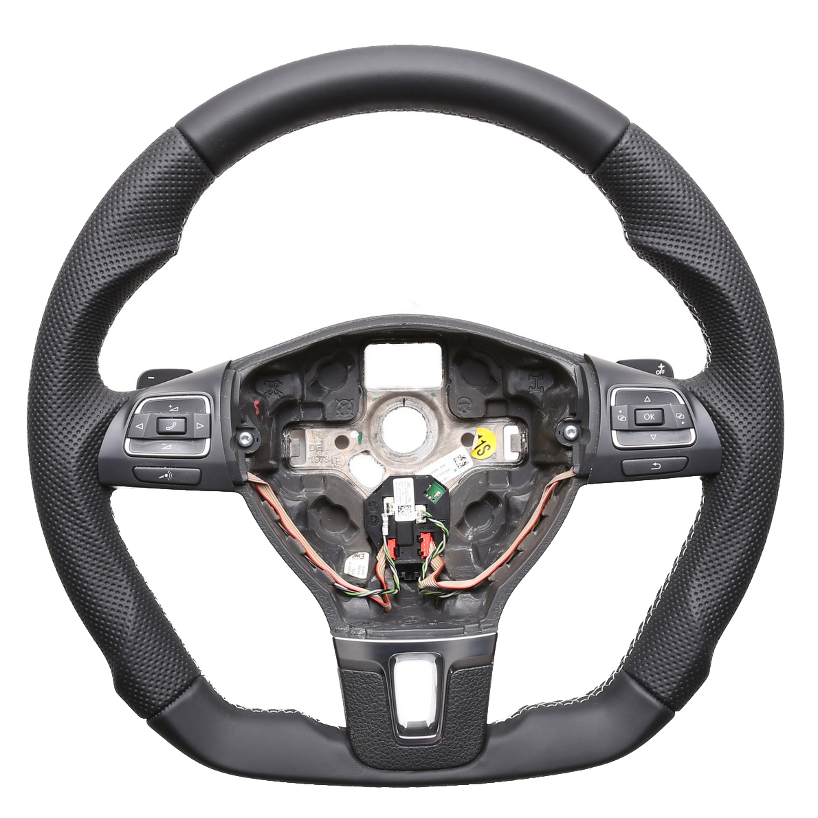 VW Lenkrad Golf 6 Caddy Tiguan Touran T5 Passat 3C Amarok Abgeflacht Kombibezug Naht silber