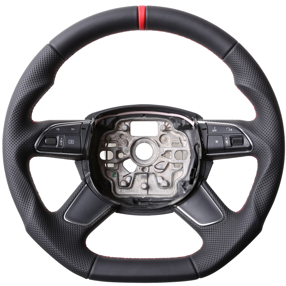 Audi Lenkrad A3 A4 A6 A8 Q3 Q5 Abgeflacht Kombibezug 12 Uhr Markierung rot Naht rot