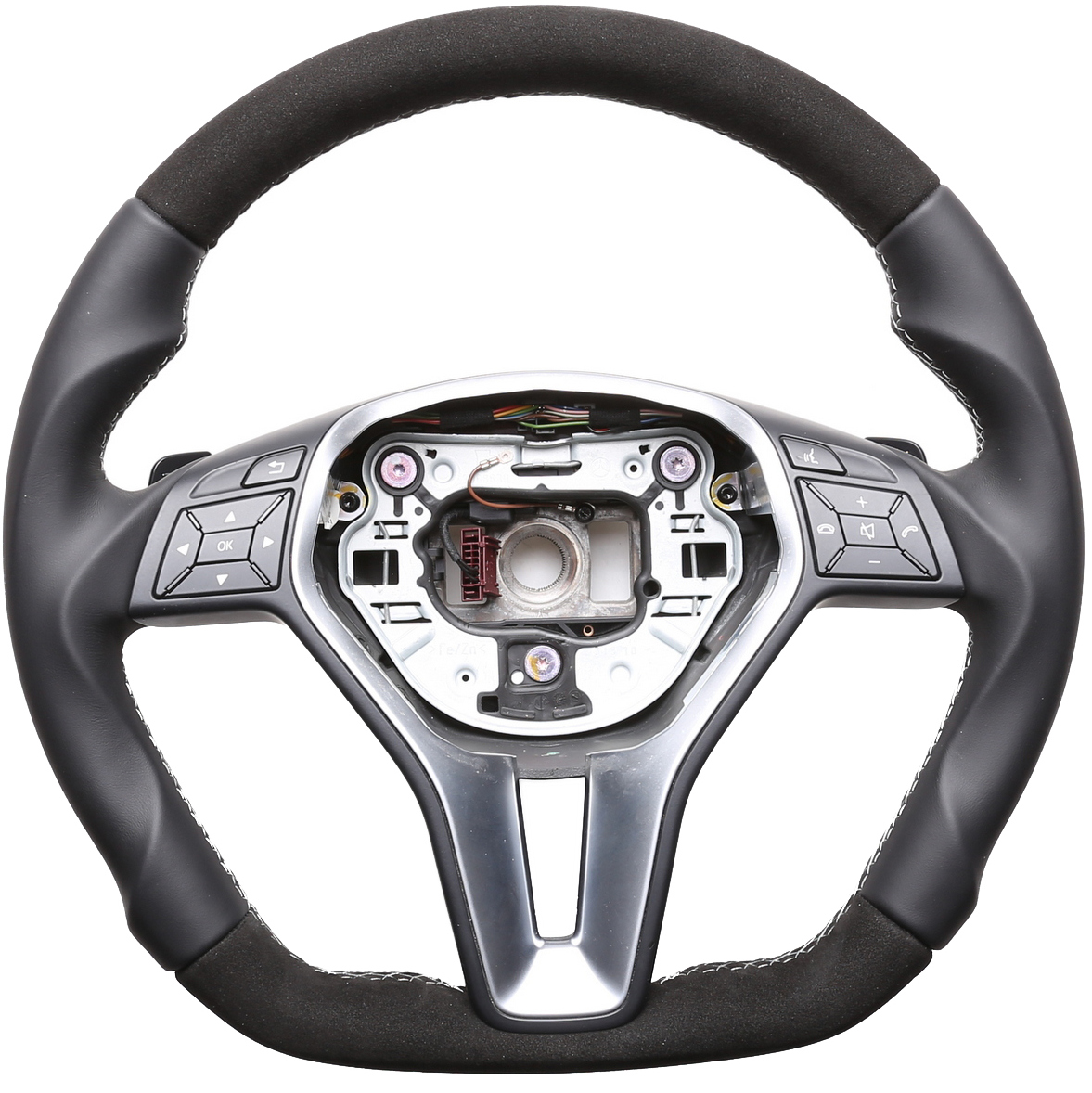 Mercedes Lenkrad B E SLK Klasse W246 W212 R172 Abgeflacht Alcantara Naht silber