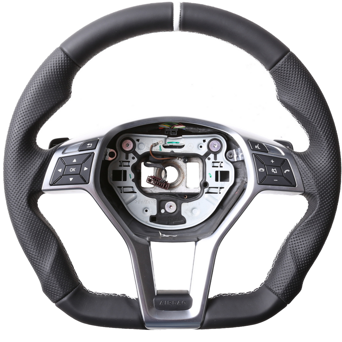 Mercedes Lenkrad A CLS GLK Klasse W176 C218 X204 Abgeflacht Kombibezug 12 Uhr Markierung Naht silber