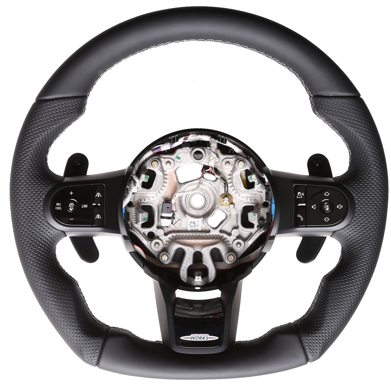 Mini Lenkrad F54 F55 F56 F57 Abgeflacht NEU Kombibezug Naht silber