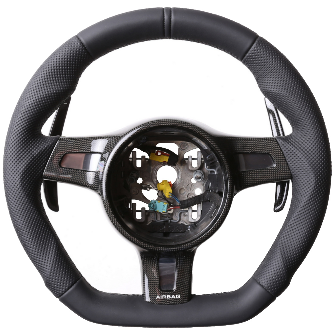 Porsche Lenkrad 911 997 987 Boxster Cayman Abgeflacht 12 Uhr Markierung schwarz Naht schwarz
