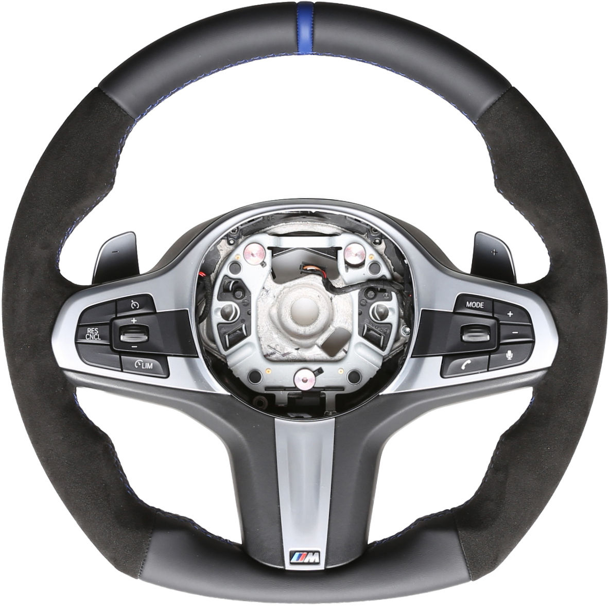 BMW Lenkrad G20 G21 G28 G22 G23 G30 G32 F40 F44 Abgeflacht Kombibezug 12 Uhr Markierung blau