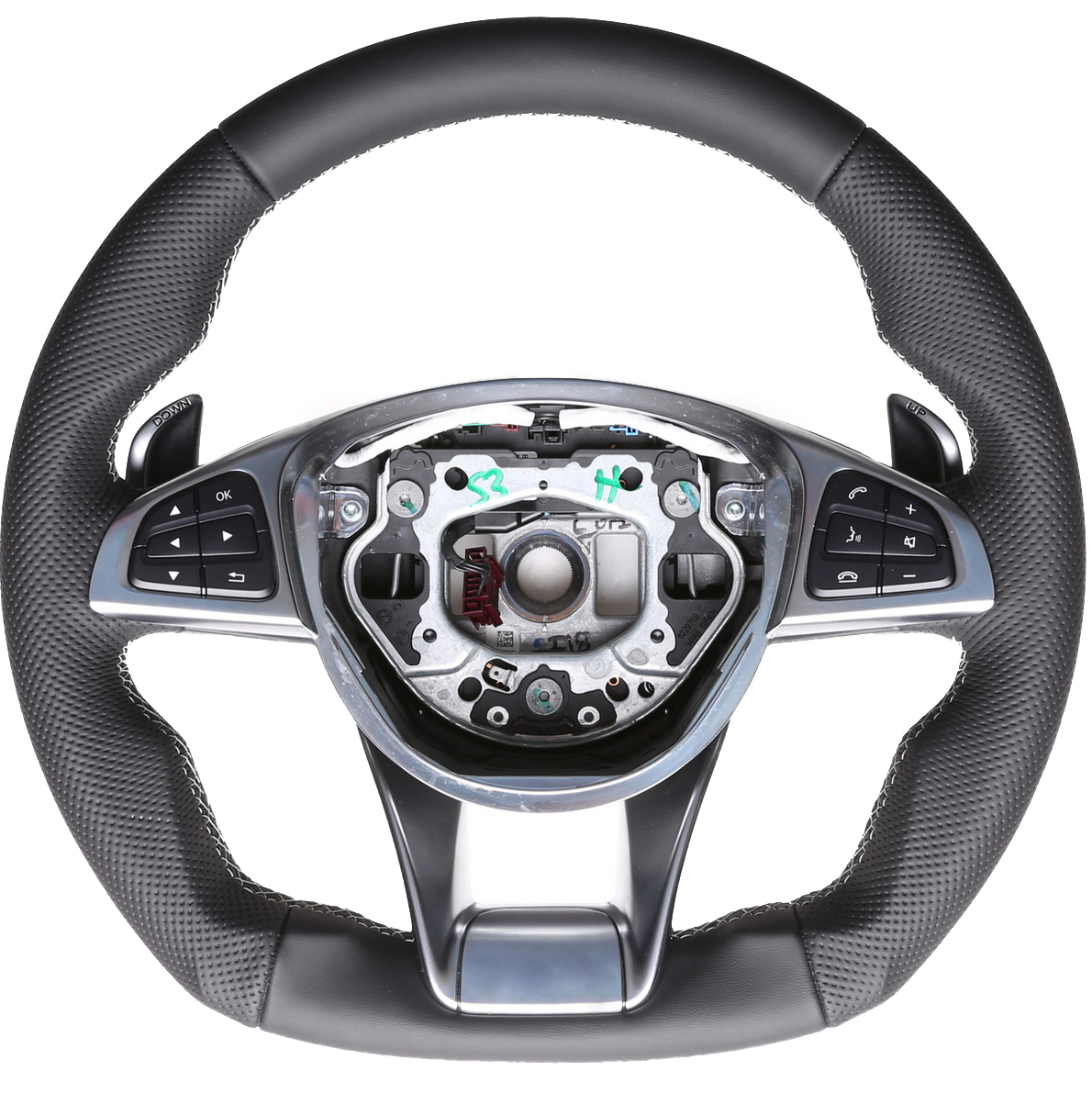 Mercedes Lenkrad AMG A CLA GLA GLS Klasse W176 W117 X156 X166 Kombibezug Naht silber