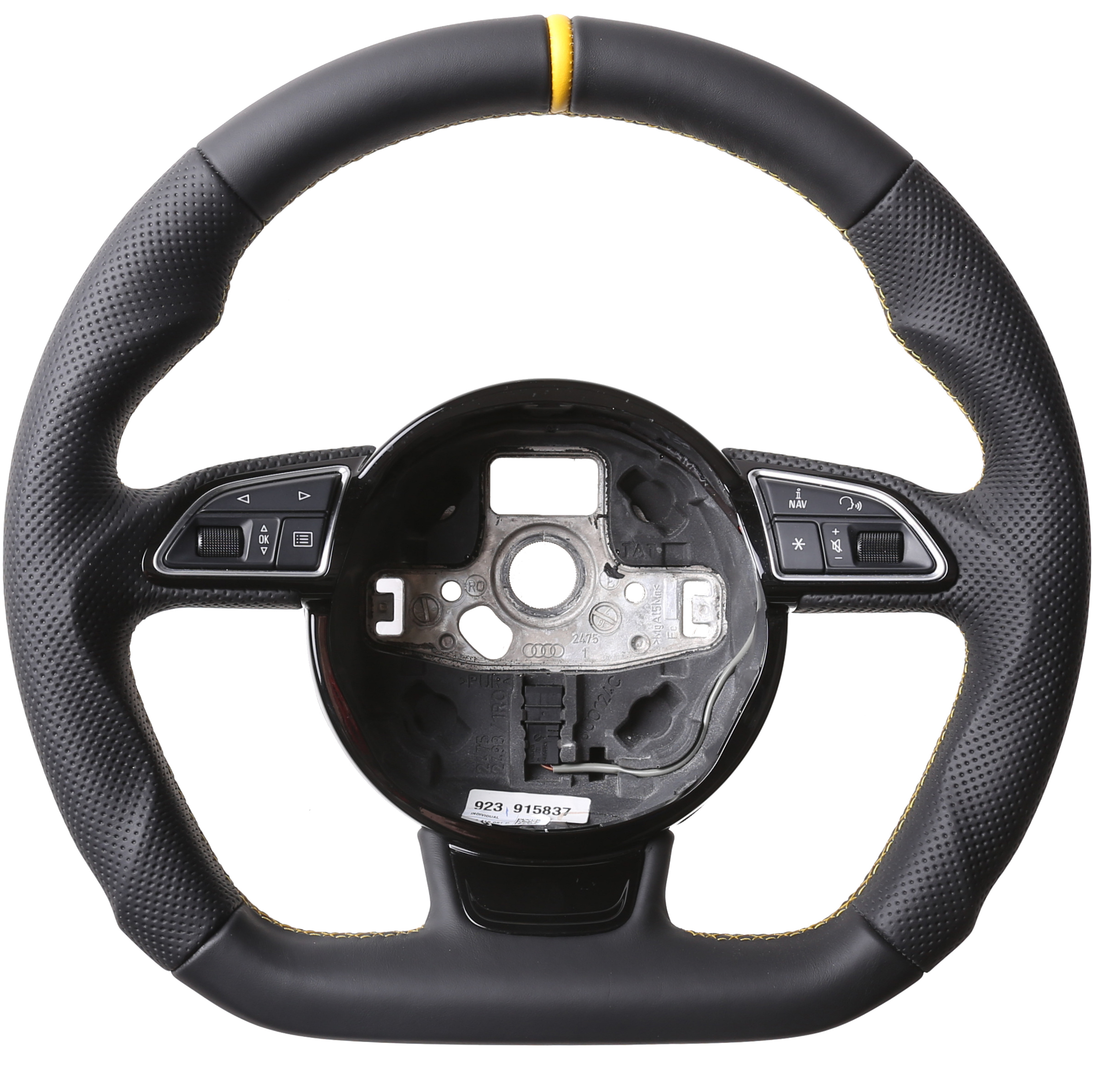 Audi Lenkrad A4 A1 S1 A6 S6 A7 A8 Q3 Abgeflacht 12Uhr Markierung gelb Kombibezug Naht gelb