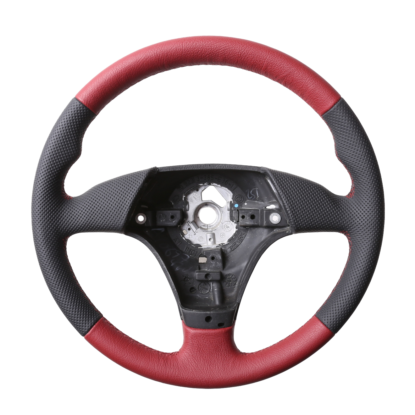 BMW Lenkrad E31 E36 E39 E46 Z3 Sport Daumenauflagen Kombibezug genarbt rot Naht rot