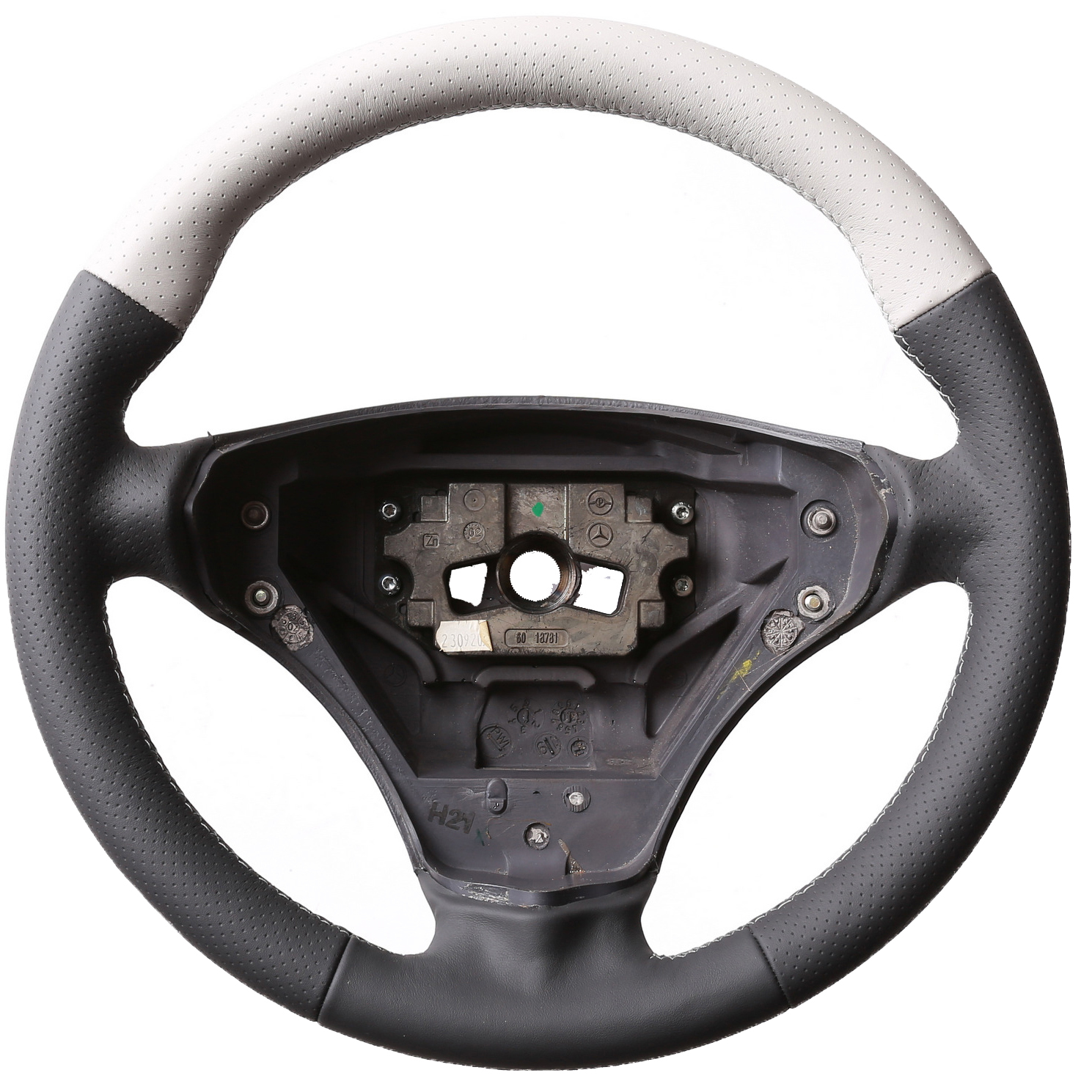 Mercedes Lenkrad W168 A Klasse Daumenauflagen Bicolor weiß Kombibezug Naht weiß