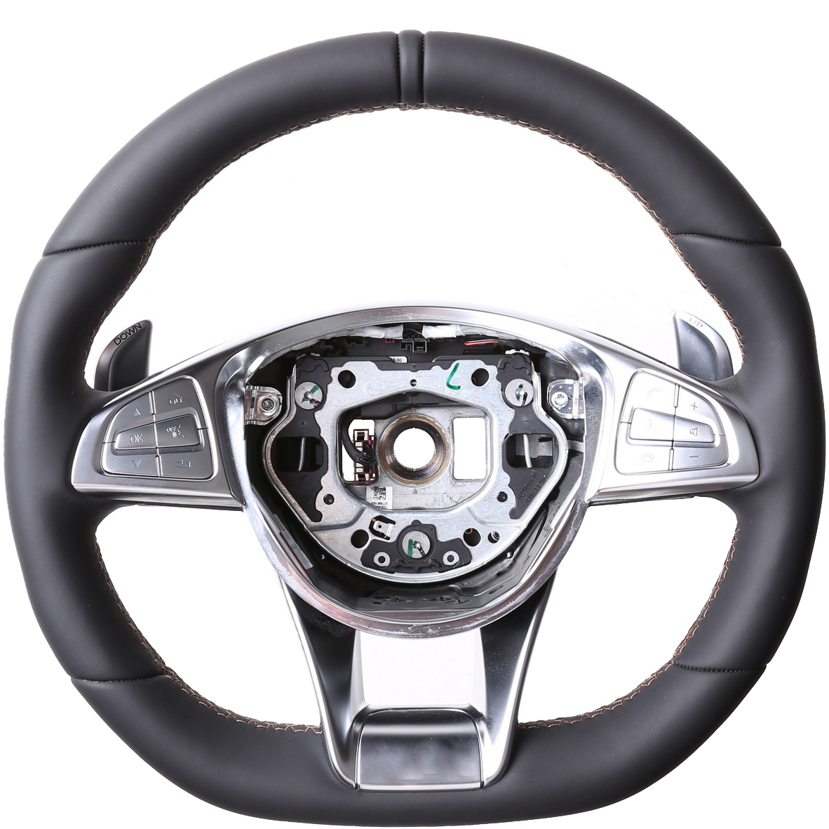 Mercedes Lenkrad A CLA GLA GLS Klasse W176 W117 X156 X166 nur Nappa 12 Uhr Markierung Naht braun