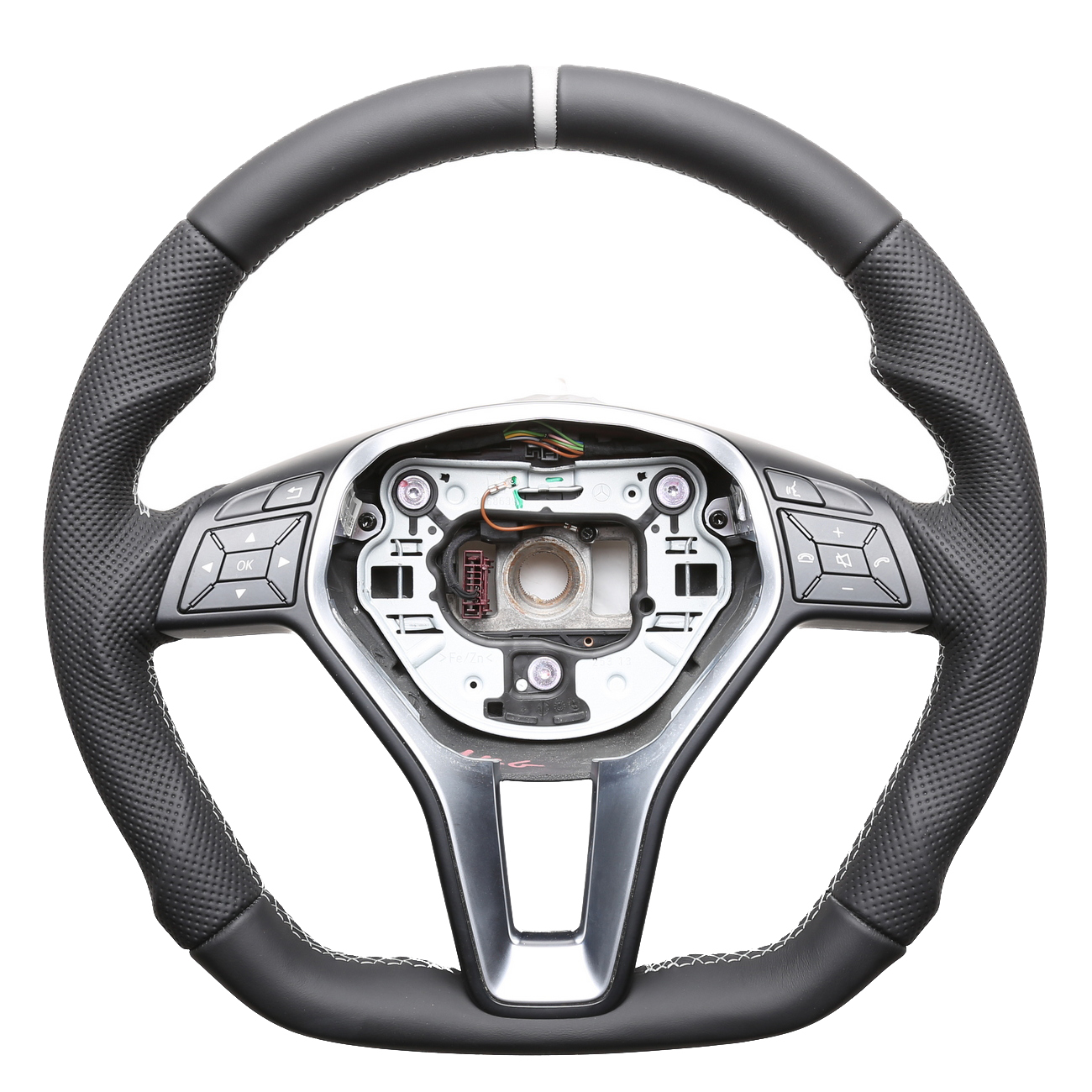 Mercedes Lenkrad B E SLK Klasse W246 W212 R172 Abgeflacht Kombibezug 12 Uhr Markierung silber