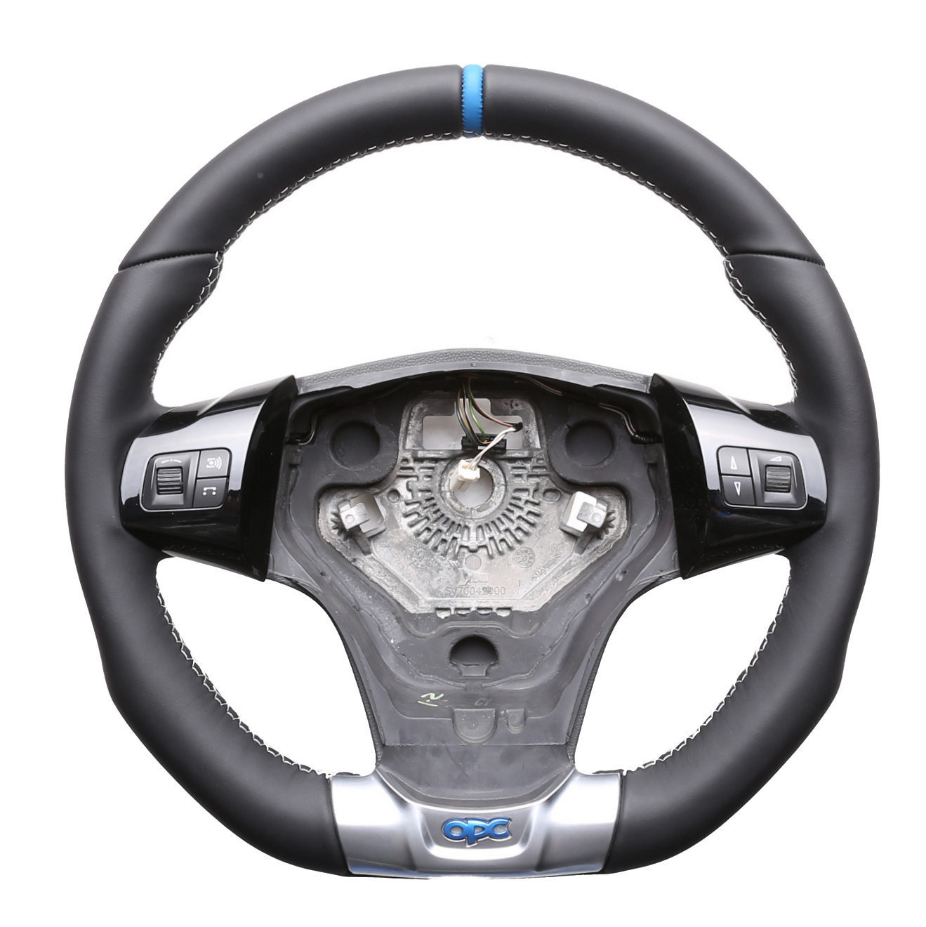 Opel Lenkrad Corsa D OPC nur Nappa 12 Uhr Markierung hellblau Naht silber