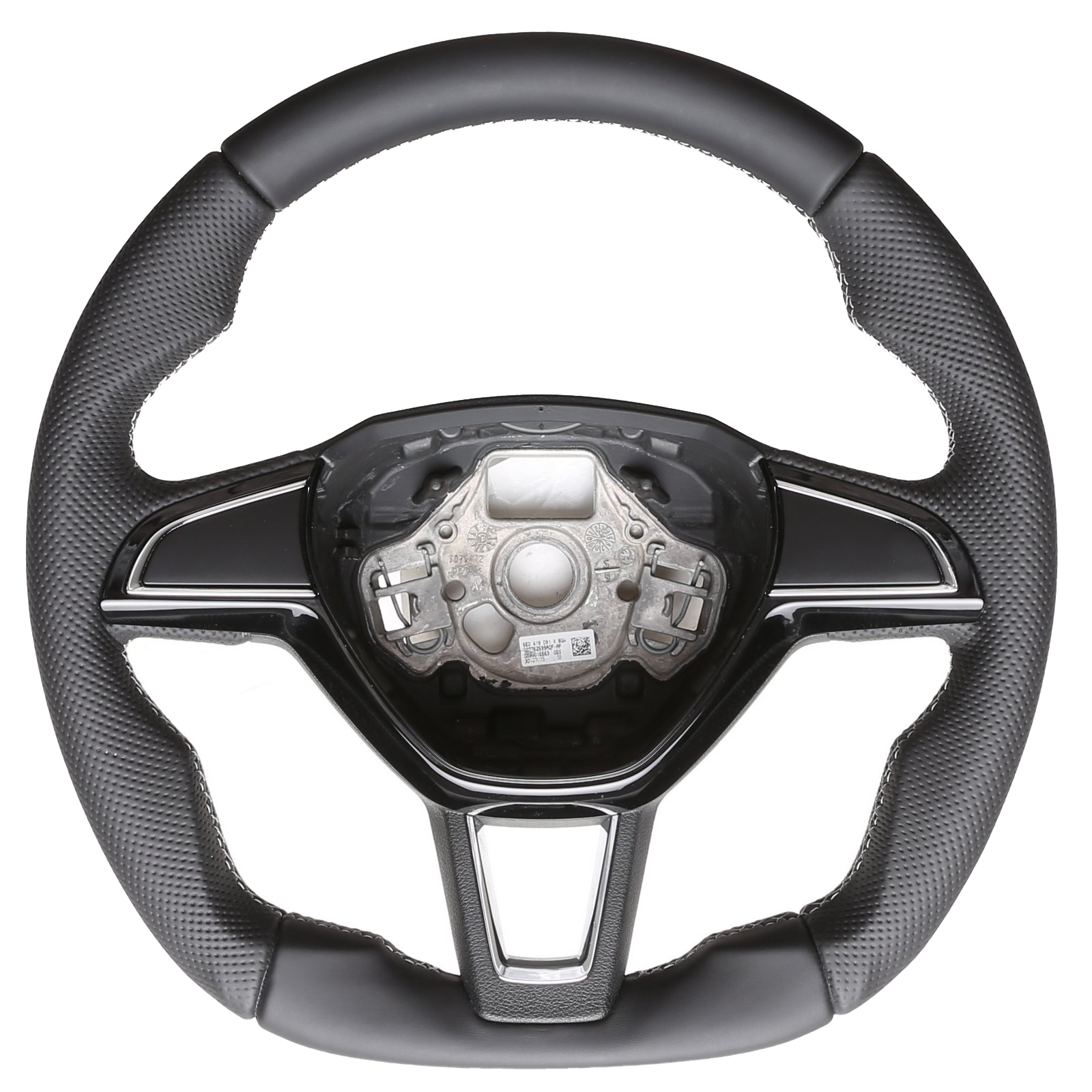 Skoda Lenkrad Fabia Kamiq Karoq Octavia Rapid Superb Abgeflacht Kombibezug Naht silber