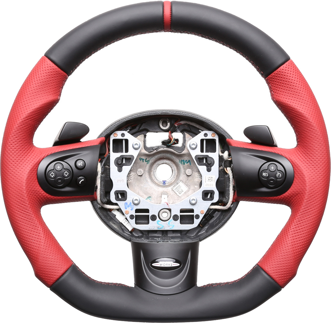 Mini Lenkrad One Cabrio R 55 56 57 58 59 60 61 Abgeflacht Bicolorbezug rot 12 Uhr Markierung rot